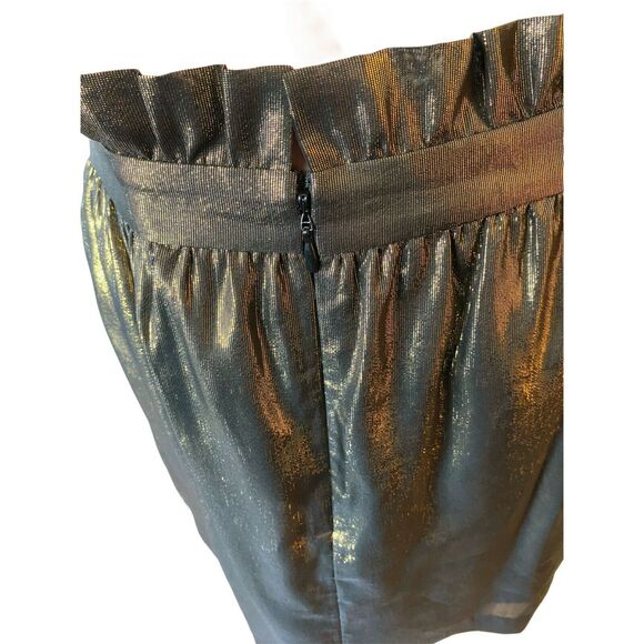 OTHER STORIES & LOS ANGELES ATELIER Gold Silk Mini Skirt Metallic Pockets 8 EUC - Picture 4 of 8